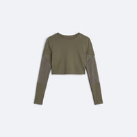 Crop top a maniche in rete