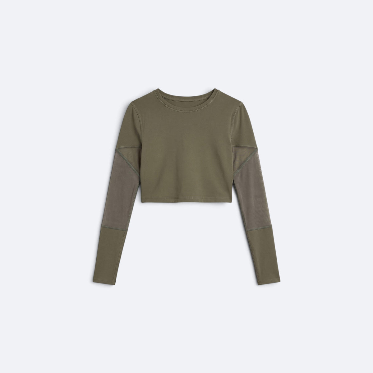 Crop top a maniche in rete