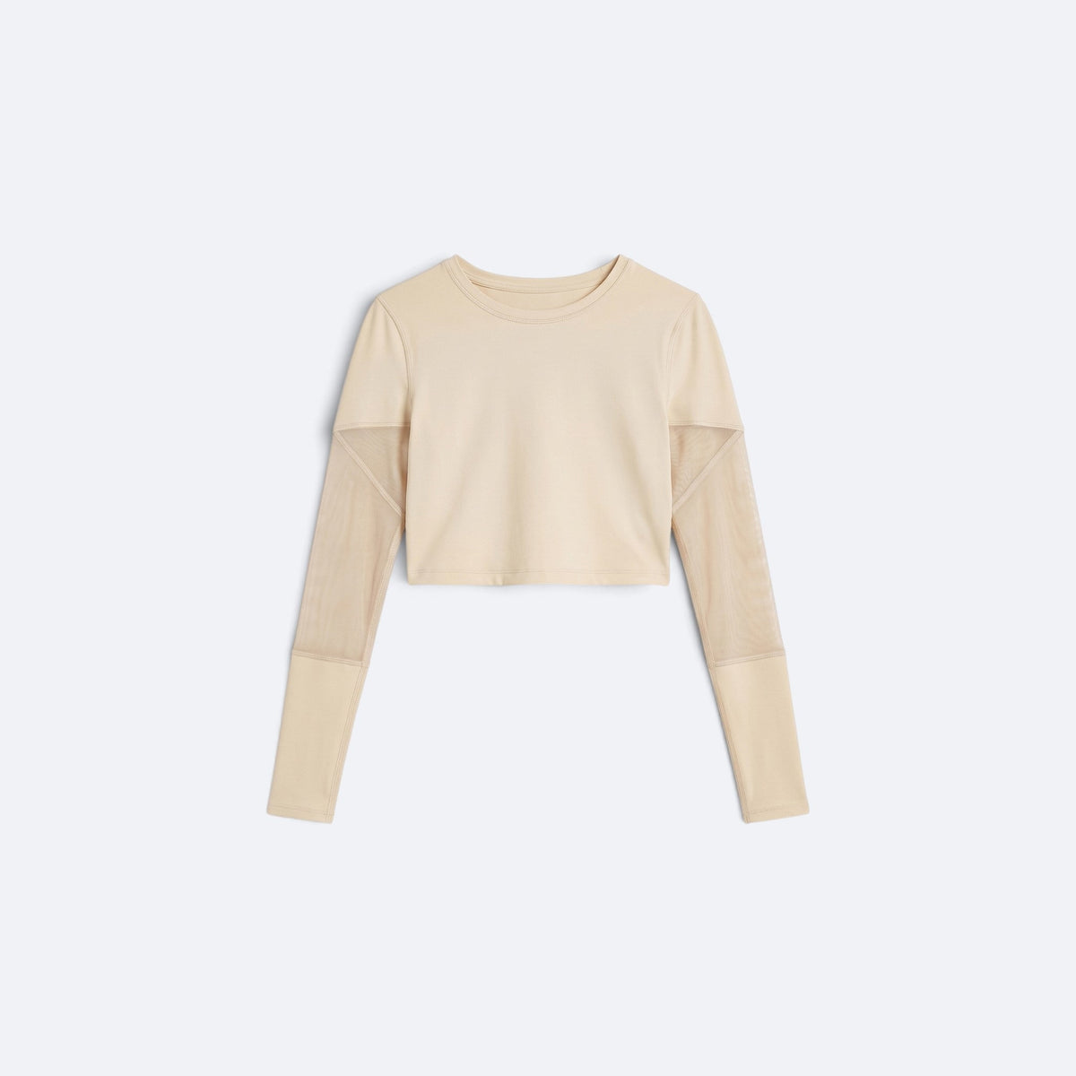 Crop top a maniche in rete
